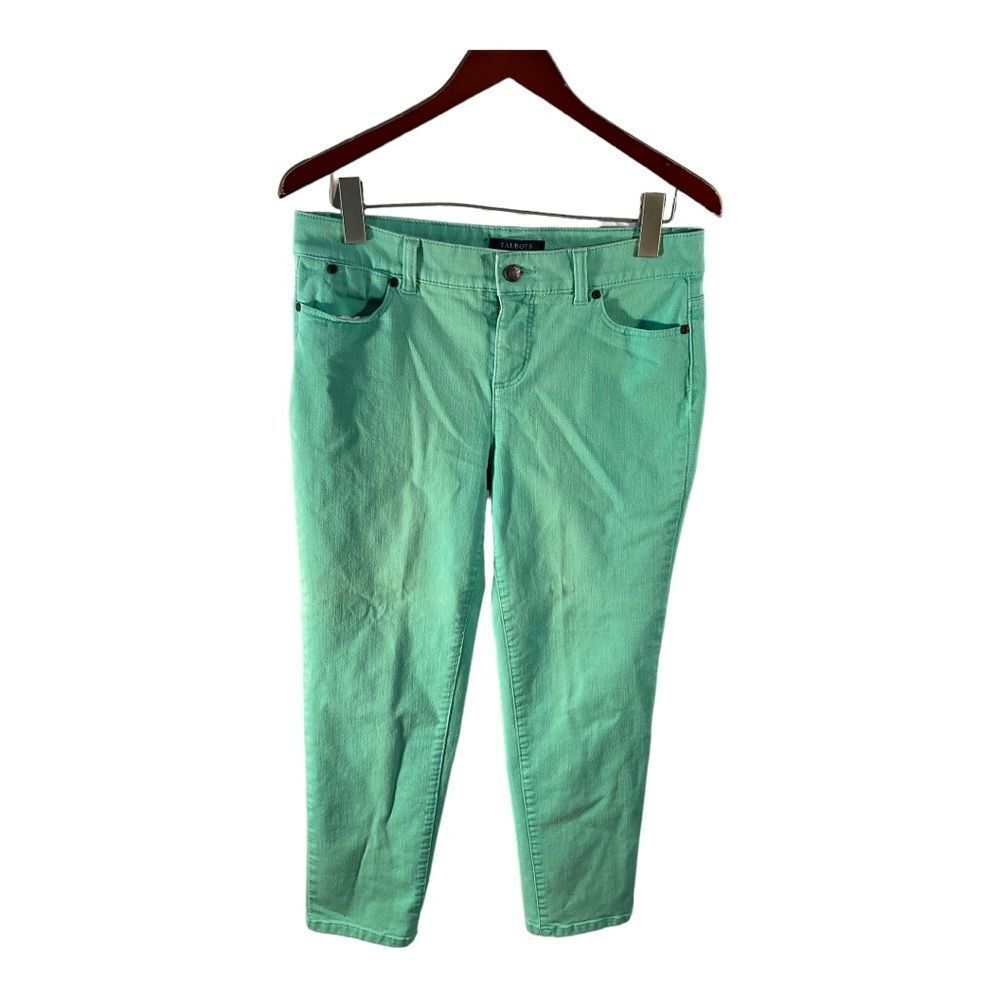 Talbots Women’s Size 10P Green Pedal Pusher Simply Flattering 5 Pockets Jeans - Picture 2 of 11